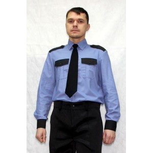 Рубашка форменная охранника серо-голубая д/р